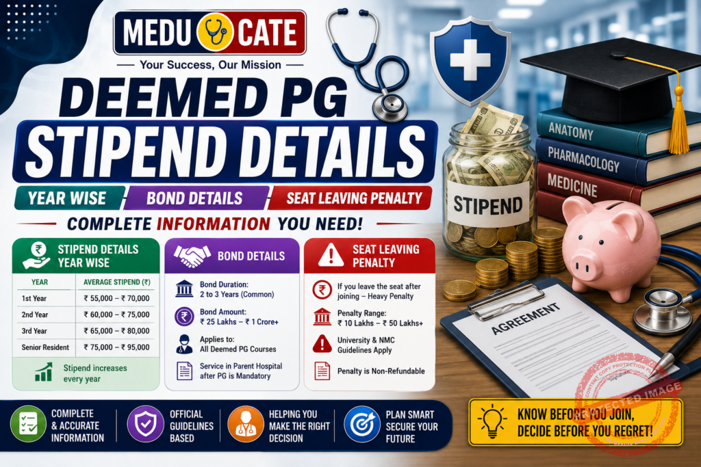 Deemed University NEET PG Bond & Stipend Details